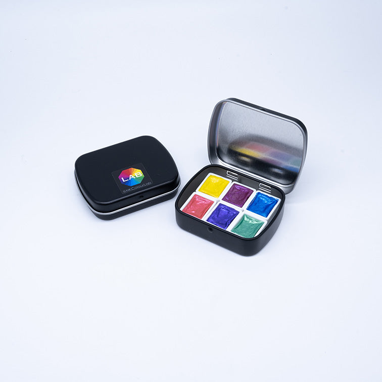 Artist Watercolour Set - Vibrant Series, 6 colours x 1/2 pans in small tin box 藝術級水彩套裝 - 繽紛系列, 6色 x 半盤, 小鐵盒 (#2203 Series)