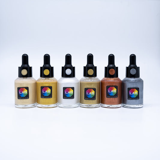 Acrylic Ink Set - Gold & Silver Series, 6 colours x 30ml  丙烯墨水套裝 - 金銀系列, 6色 x 30ml (#2201 Series)