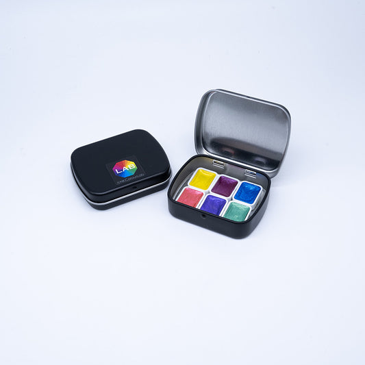 Artist Watercolour Set - Vibrant Series, 6 colours x 1/4 pans in small tin box  藝術級水彩套裝 - 繽紛系列, 6色 x 1/4盤, 小鐵盒 (#2203 Series)